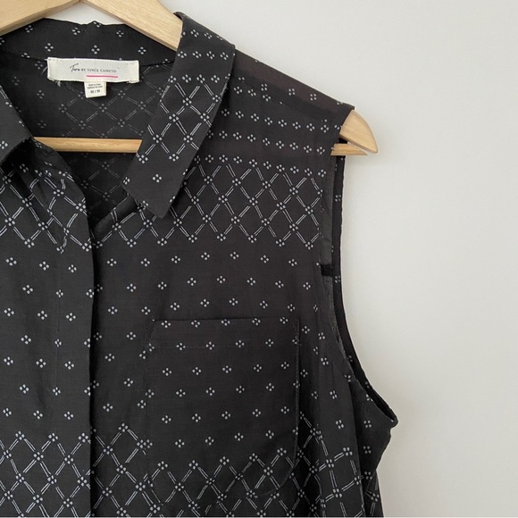 TWO BY VINCE CAMUTO GREY SLEEVELESS BUTTON DOWN COTTON/TENCEL TOP/BLOUSE, MED - Picture 7 of 13
